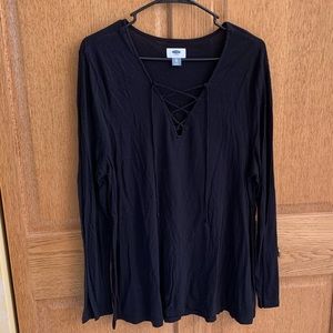 Black Old Navy Long Sleeve Lace up Top